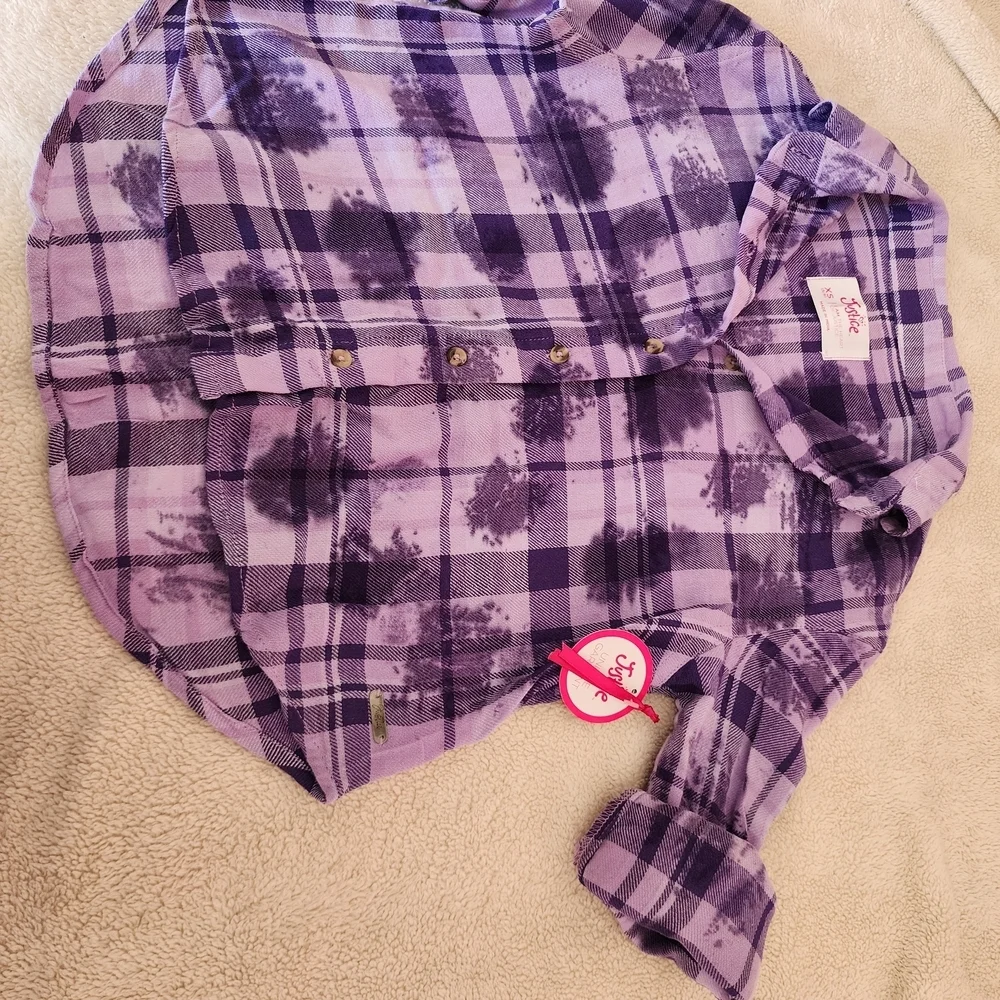 Justice Purple Plaid Kids Shirt